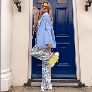 Zara Patchwork Print Wide Leg Pants